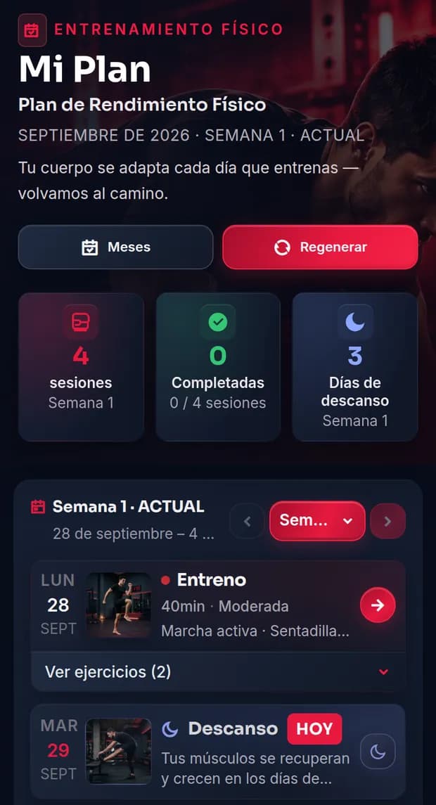 Entrenamientos diarios en casa con IA