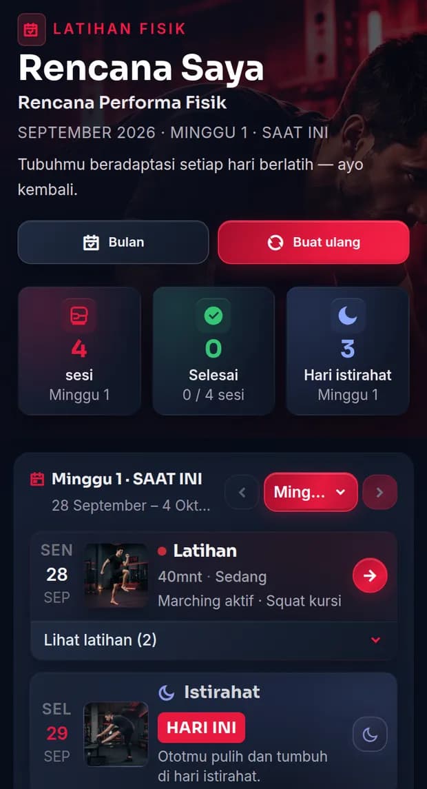 Latihan harian di rumah yang dipersonalisasi AI
